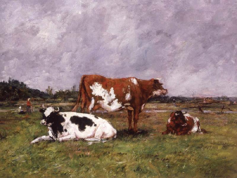 Eugene Boudin Cows in a Pasture oil painting picture
